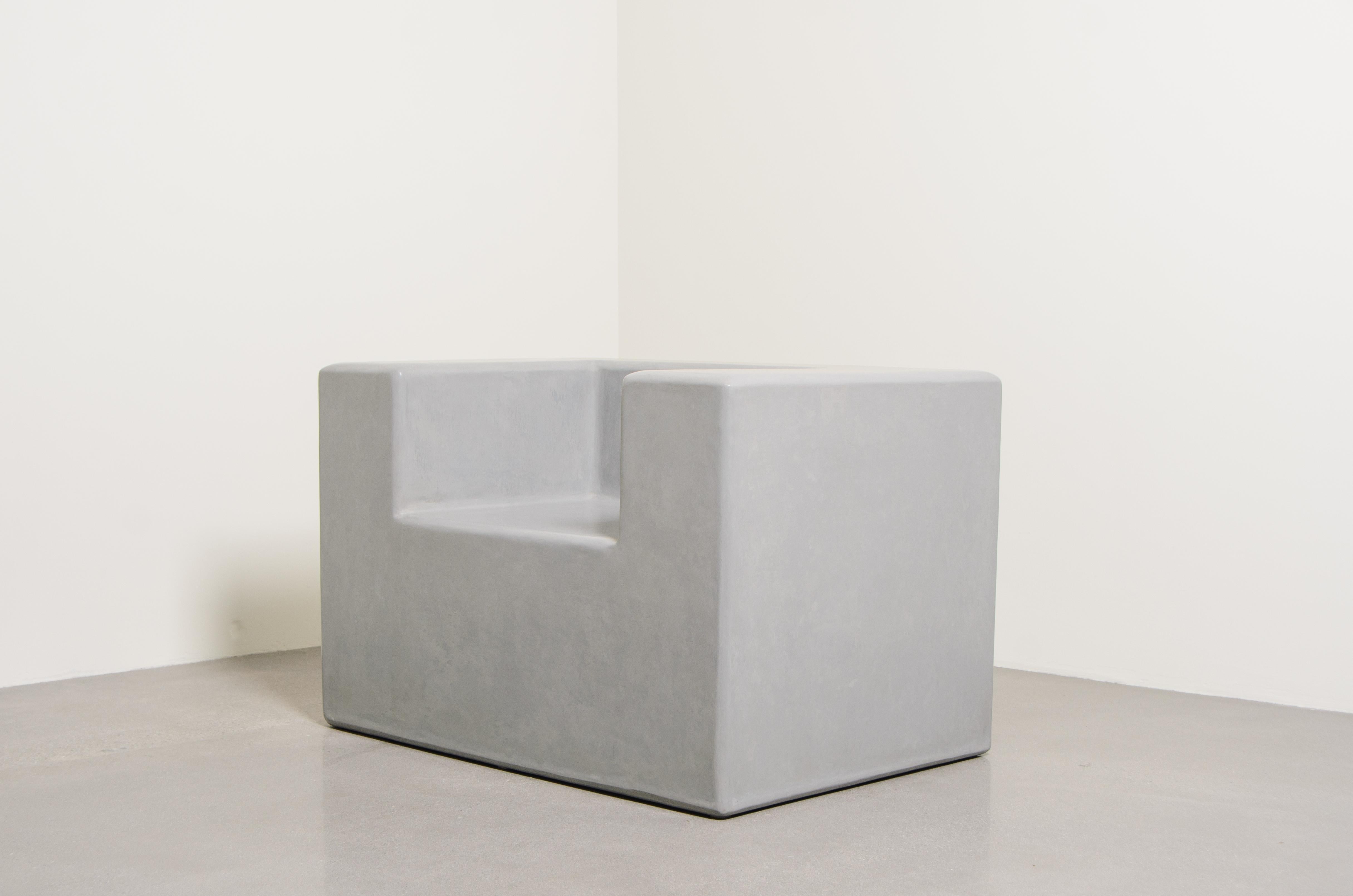 Lacquered Contemporary Arm Rest Chair in Grey Lacquer by Robert Kuo, Limited Edition For Sale