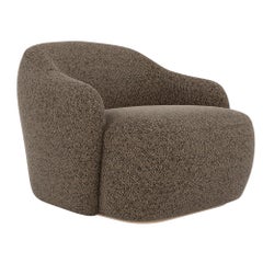 Fauteuil contemporain 'Barba Lounge' by Fabrice, tissu marron