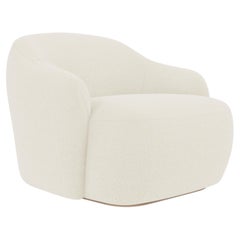 Fauteuil contemporain 'Barba Lounge' by Fogia, White Bouclé