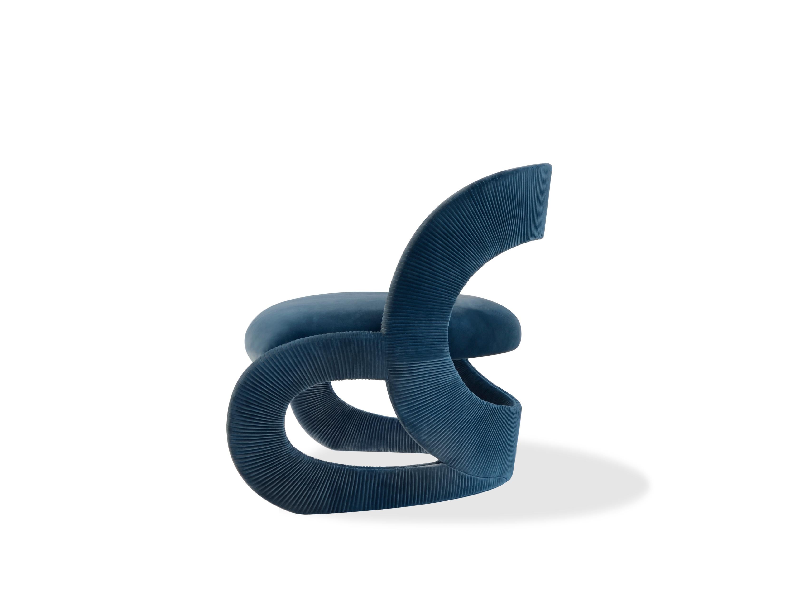 Modern Contemporary Armchair by Hessentia in Blue Velvet