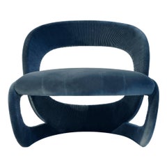 Contemporary Armchair by Hessentia in Blue Velvet