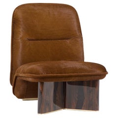 Contemporary Armchair by Hessentia in Brown Pony-Look Leather