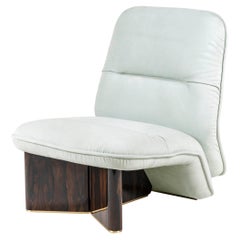 Contemporary Armchair by Hessentia Upholstered with Light-Blue Leather