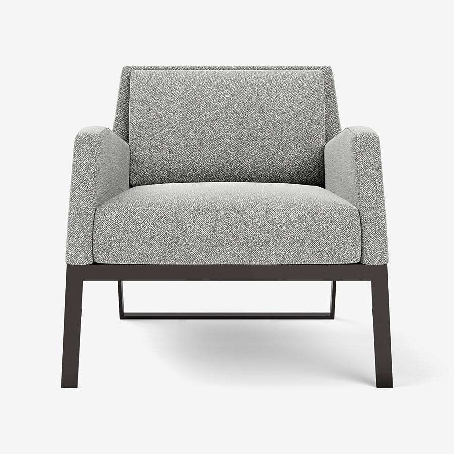 'Fleet Street' Armchair by Man of Parts
Signed by Yabu Pushelberg

Dimensions: H. 70 x 68 x 76 cm / Seat height: 40 cm
Available in various fabrics / COM available
Polished black nickel base / Available in plain or tufted versions

Model shown: