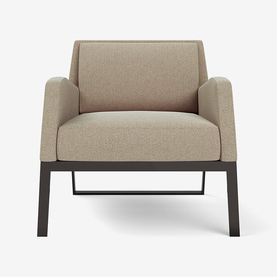 'Fleet Street' Armchair by Man of Parts
Signed by Yabu Pushelberg

Dimensions: H. 70 x 68 x 76 cm / Seat height: 40 cm
Available in various fabrics / COM available
Polished black nickel base / Available in plain or tufted versions

Model shown: