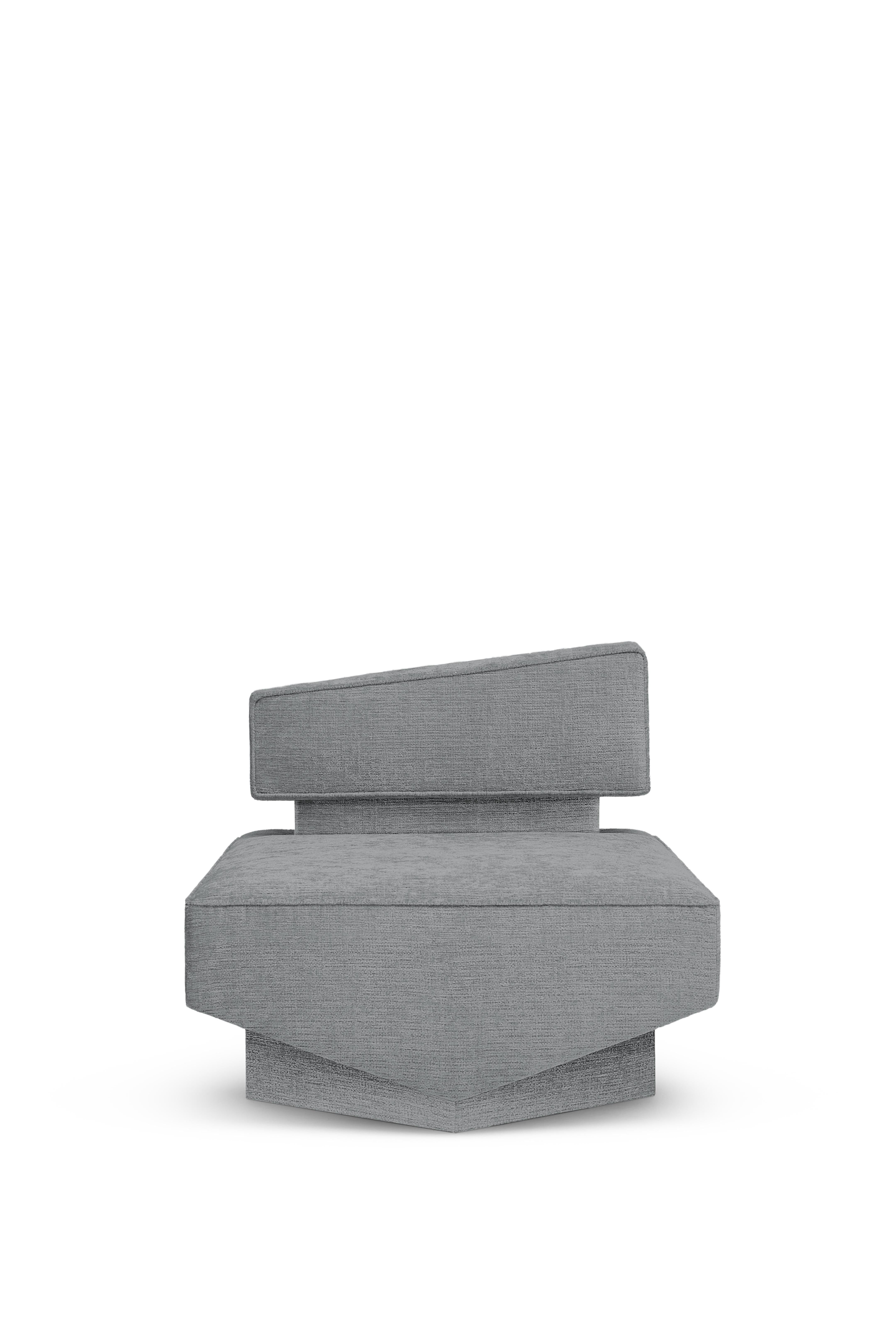 Wool Contemporary Armchair 'Divergent' by Marta Delgado, Walnut, Gray For Sale