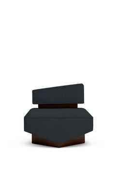 Contemporary Armchair 'Divergent' by Marta Delgado, Walnut, Navy