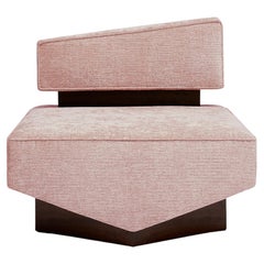 Contemporary Armchair 'Divergent' by Marta Delgado, Walnut, Pink