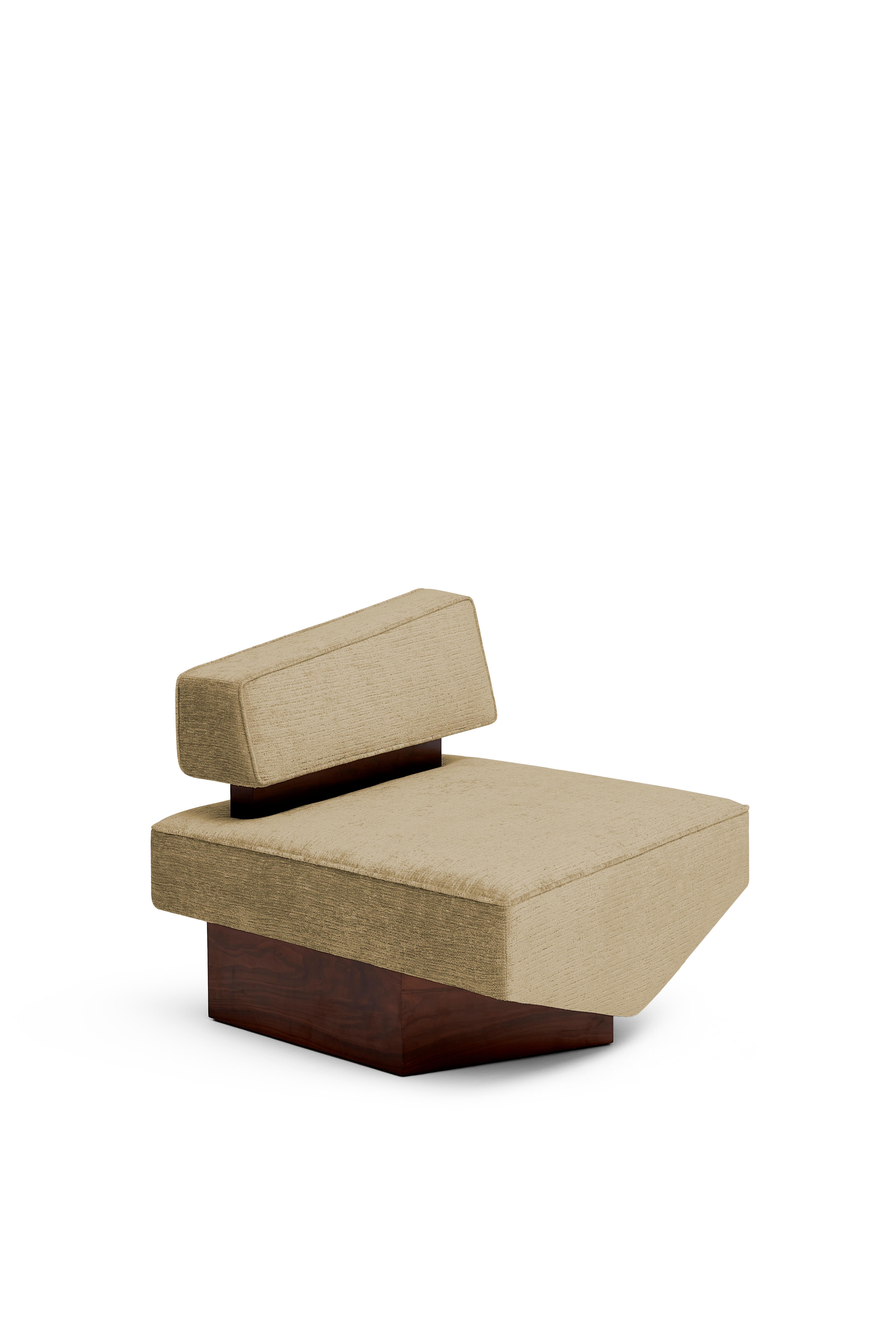 Organic Modern Contemporary Armchair 'Divergent' by Marta Delgado, Walnut, Sand For Sale