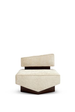 Contemporary Armchair 'Divergent' by Marta Delgado, Walnut, White