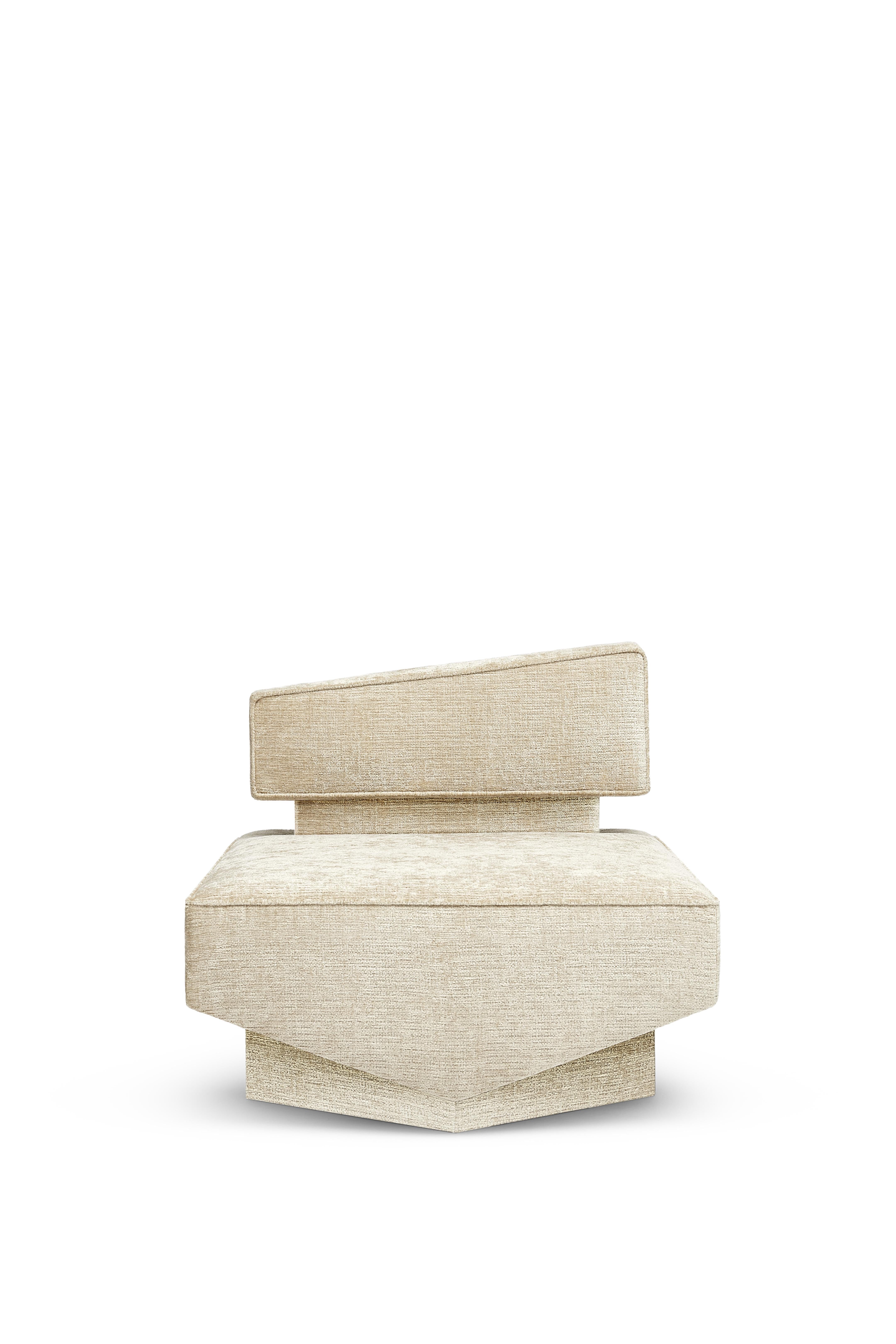 Wool Contemporary Armchair 'Divergent' by Marta Delgado, Walnut, White For Sale