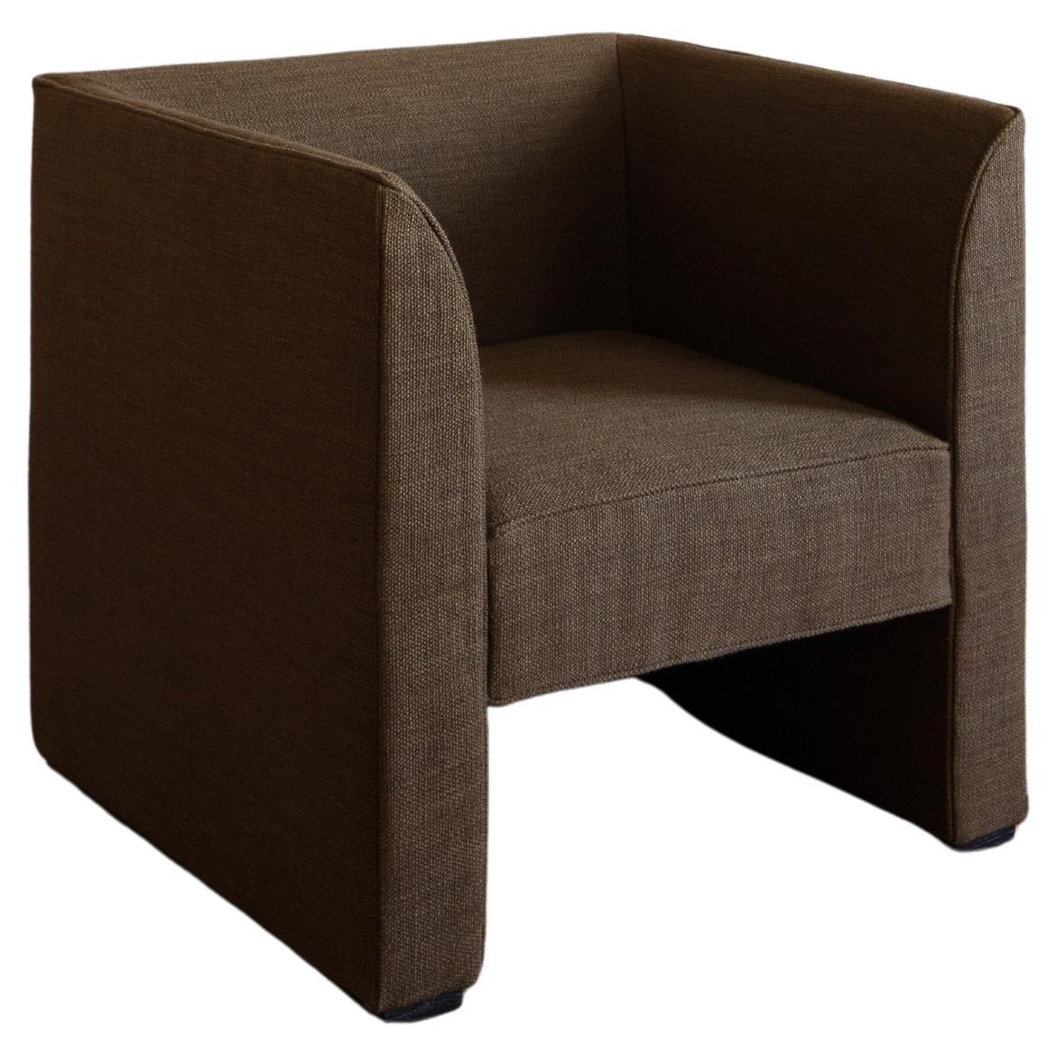 Contemporary Armchair 'Femme Lounge' in Brown Linen by Friends&Founders