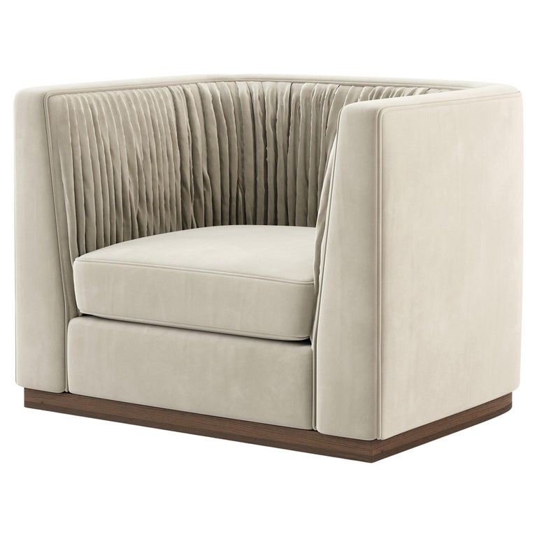 Contemporary Armchair with Pleated Backrest in Velvet For Sale at 1stDibs
