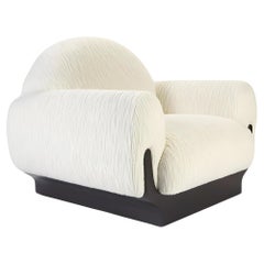 Contemporary Armchair in Black Oakwood and Boucle Fabric