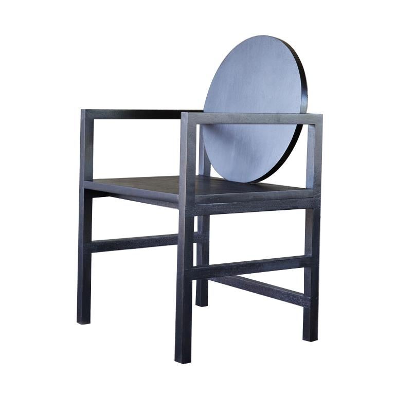 Contemporary Armchair in Brazilian Hardwood, the "Medallion" in Black For Sale