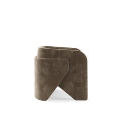 Contemporary Minimalist Armchair Fully Upholstered In Performance Velvet