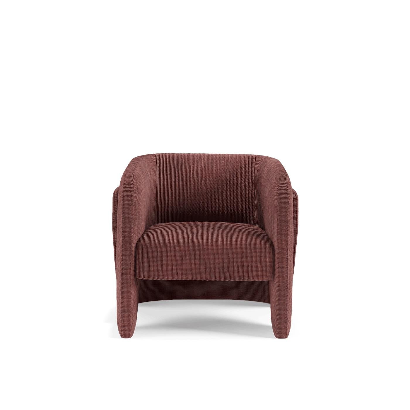 Sillón minimalista contemporáneo totalmente tapizado en terciopelo de alto rendimiento Moderno en venta