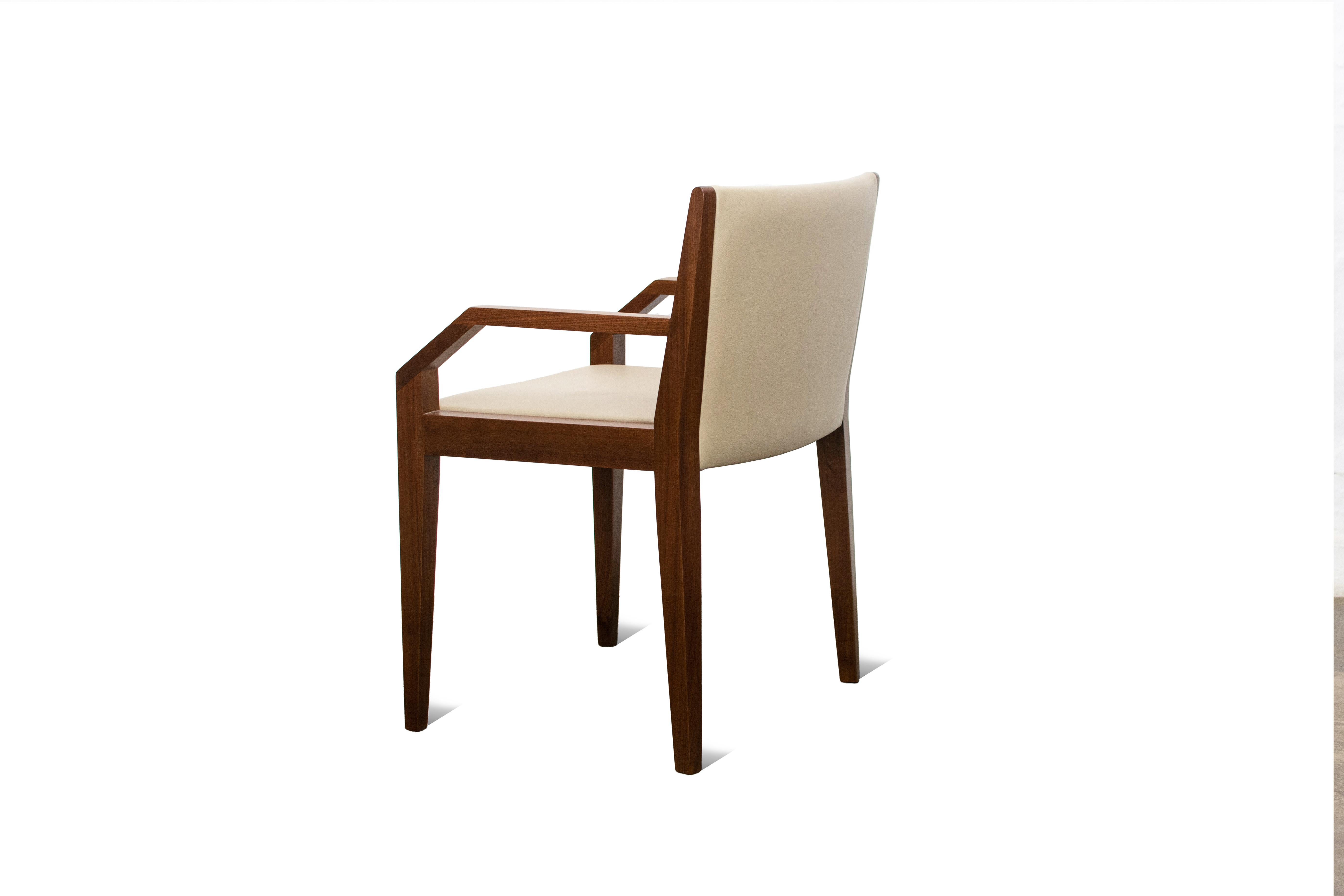 Giovanni Contemporary Armchair in Exotic Wood and Wrapped Leather by Costantini

Measurements are: 23