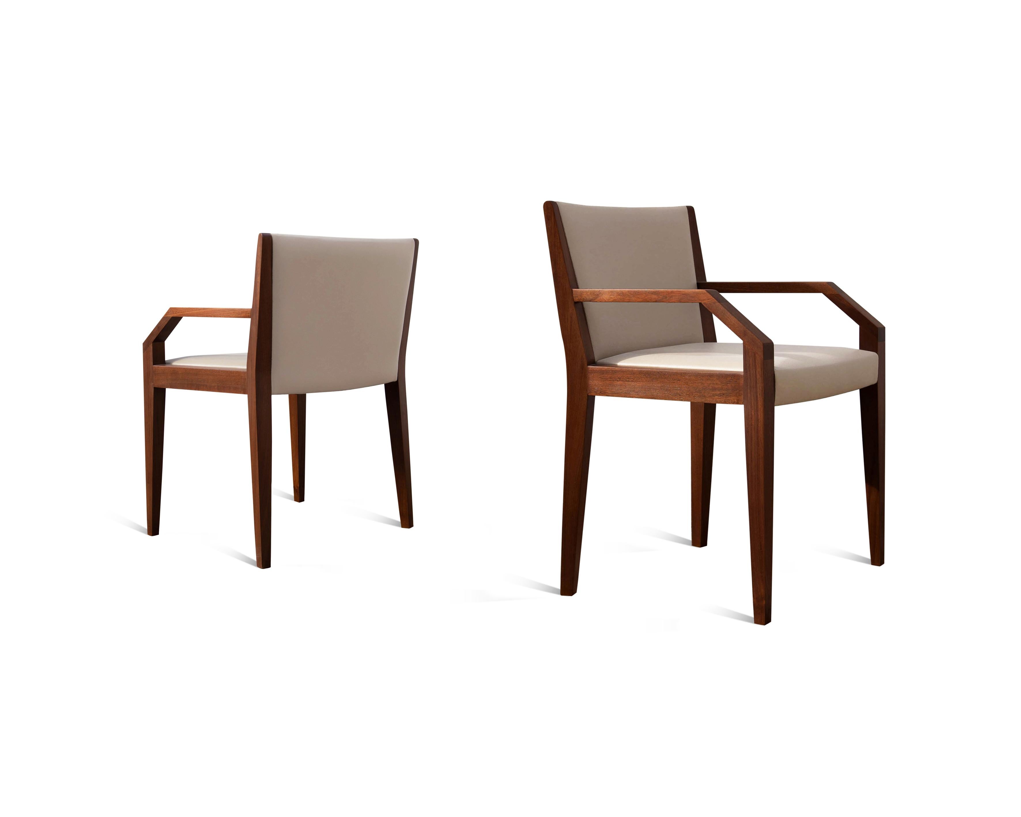 Modern Contemporary Armchair in Exotic Wood and Wrapped Leather by Costantini, Giovanni For Sale