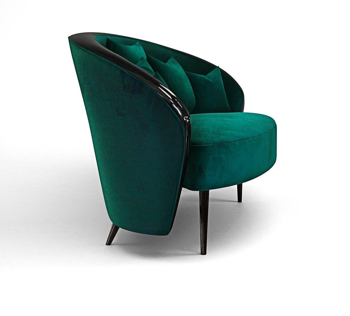 European Contemporary Armchair in Glossy Black Lacquer For Sale