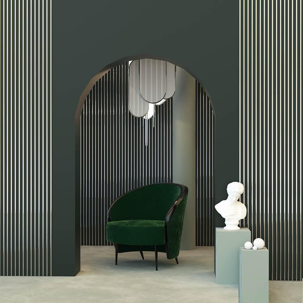 Velvet Contemporary Armchair in Glossy Black Lacquer