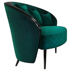 Fauteuil contemporain en laque noire brillante