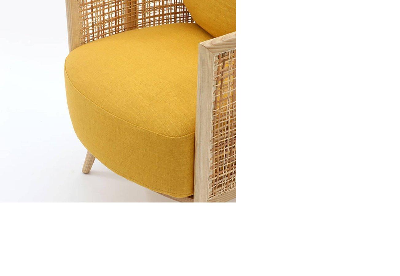 Contemporary Armchair in Natural Cane Webbing For Sale 1