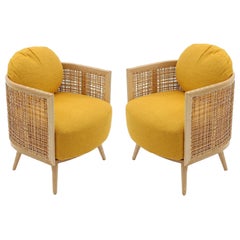 Contemporary Armchair in Natural Cane Webbing