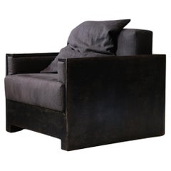 Modern Black Armchair in Patinated Raw Steel by Arno Declercq