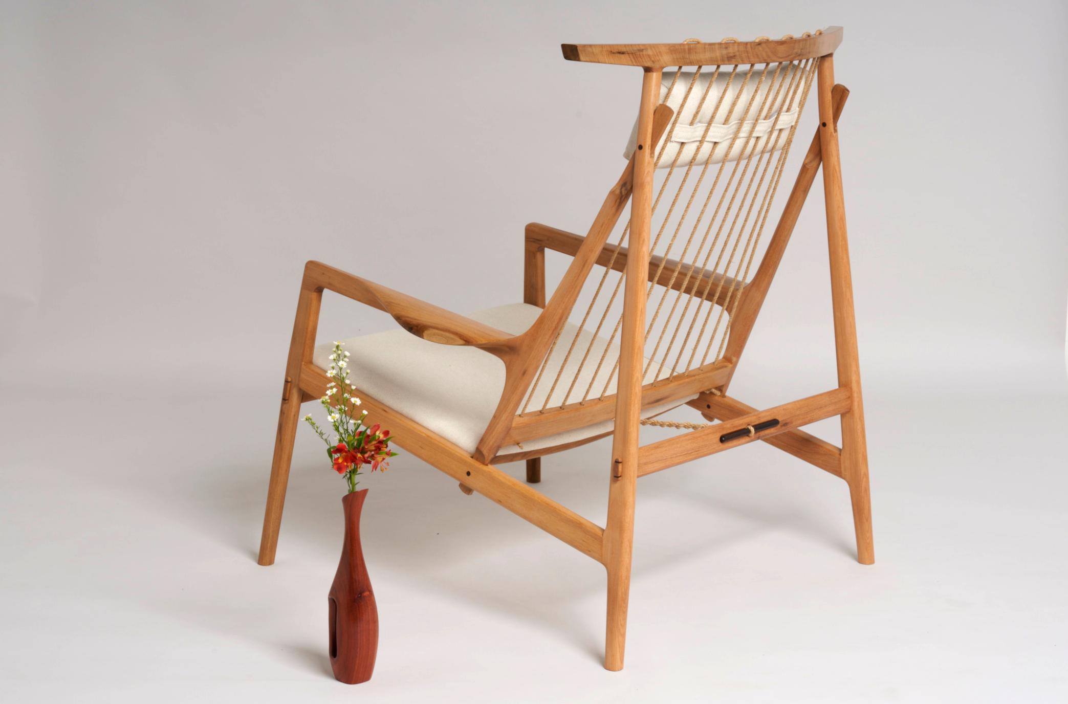 Hand-Crafted Contemporary Armchair in Tropical Hardwood by Ricardo Graham Ferreira For Sale
