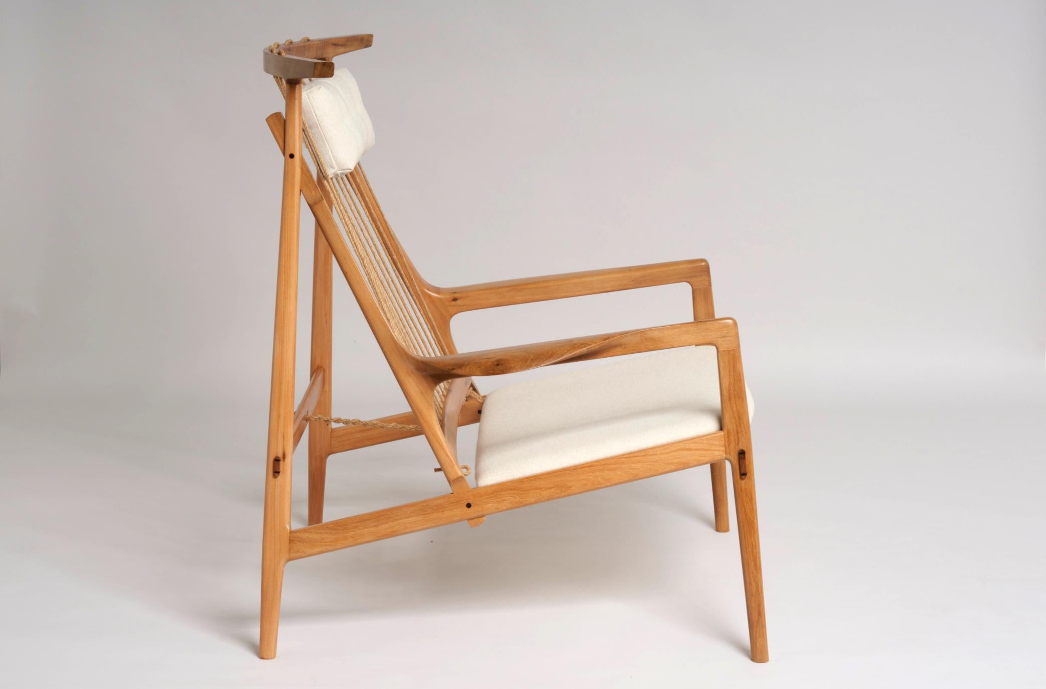 Upholstery Contemporary Armchair in Tropical Hardwood by Ricardo Graham Ferreira For Sale