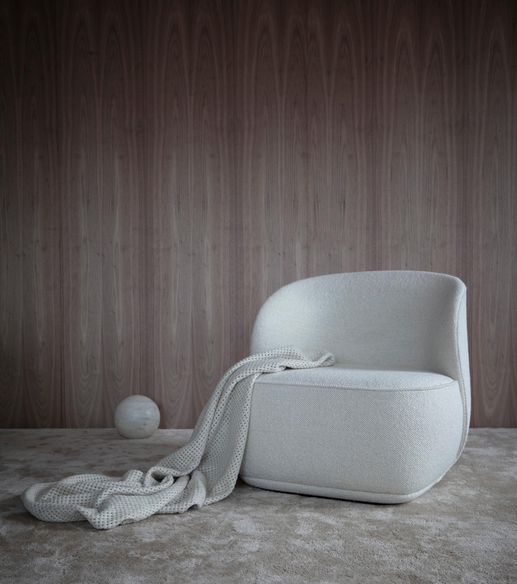 Contemporary Armchair 'La Pipe Lounge', Nevotex, Barnum Bouclé, 'Fixed' For Sale 9