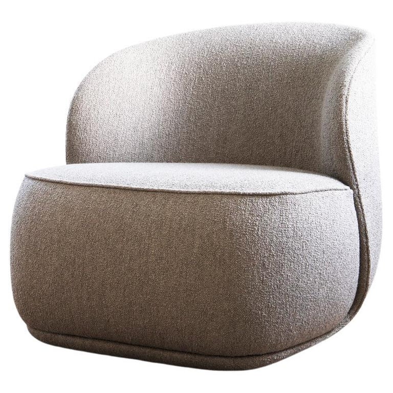Contemporary Armchair 'La Pipe Lounge' with Bouclé Fabric For Sale