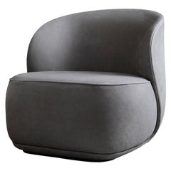 Contemporary Armchair 'La Pipe Lounge' in Leather, Royal Nubuck 30254