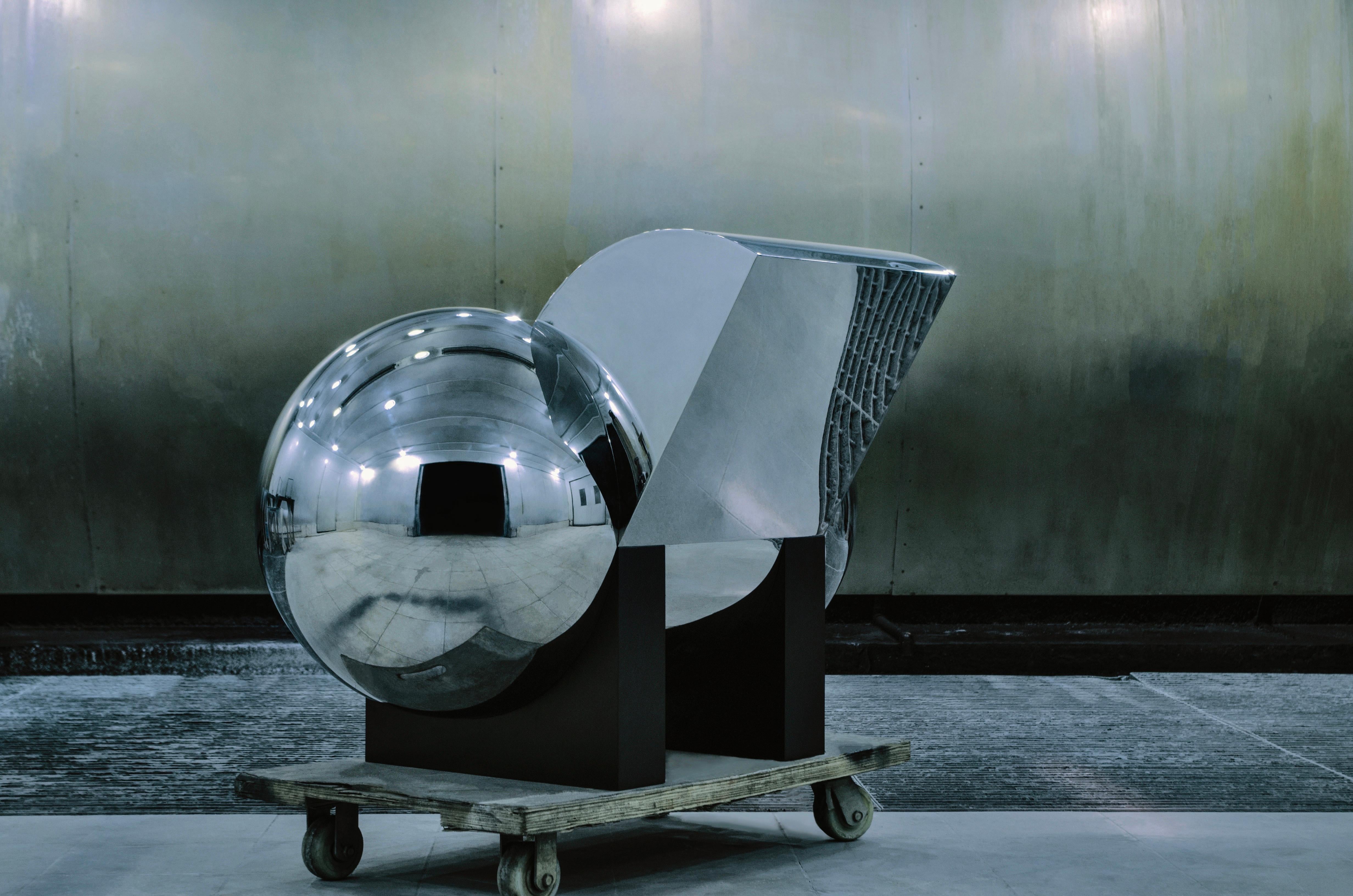 Polished Contemporary Armchair 'Lost Space' by TheShaw, Stainless Steel For Sale