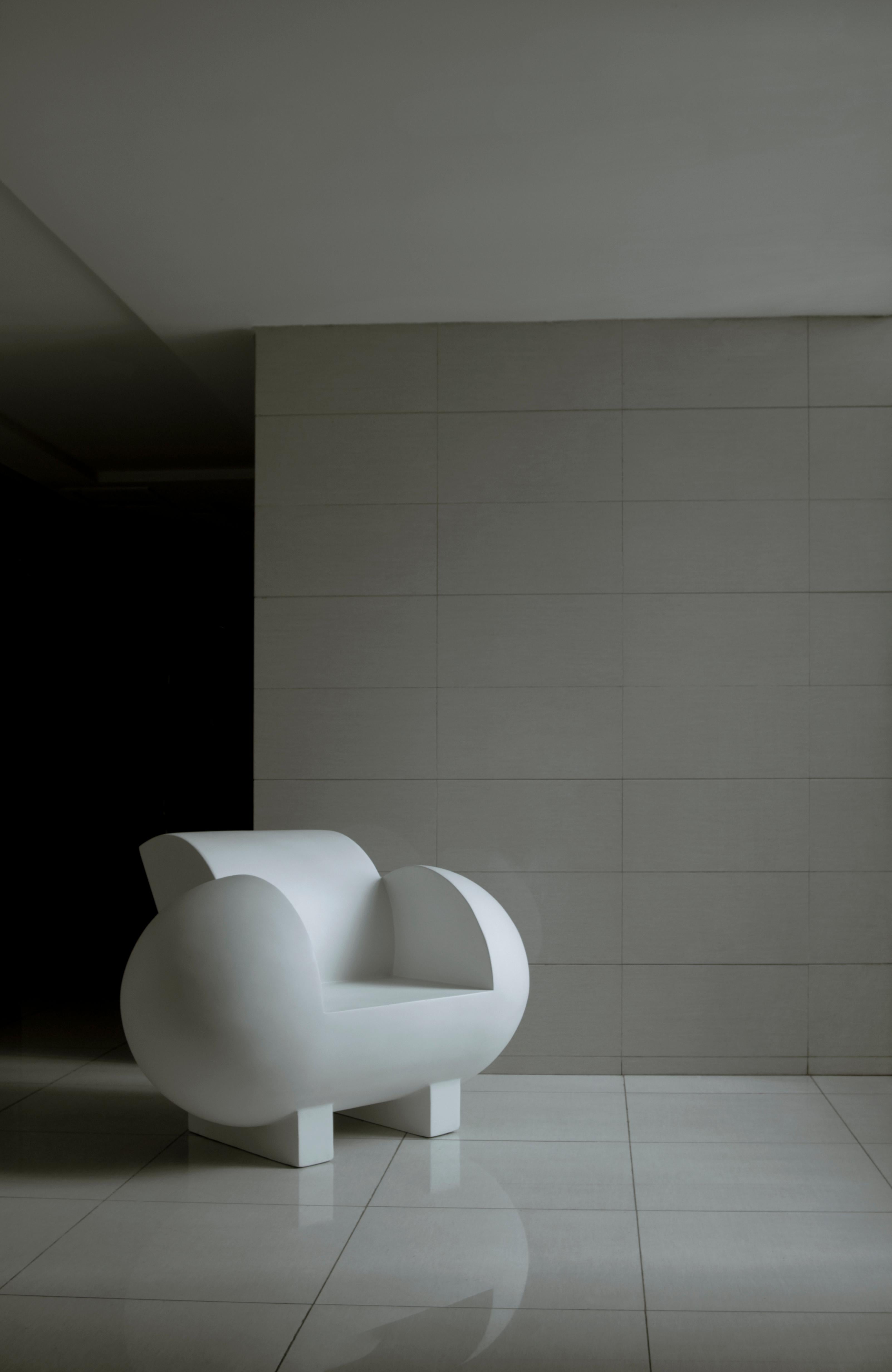 Minimalist Contemporary Armchair 'Lost Space' by TheShaw, White Resin For Sale