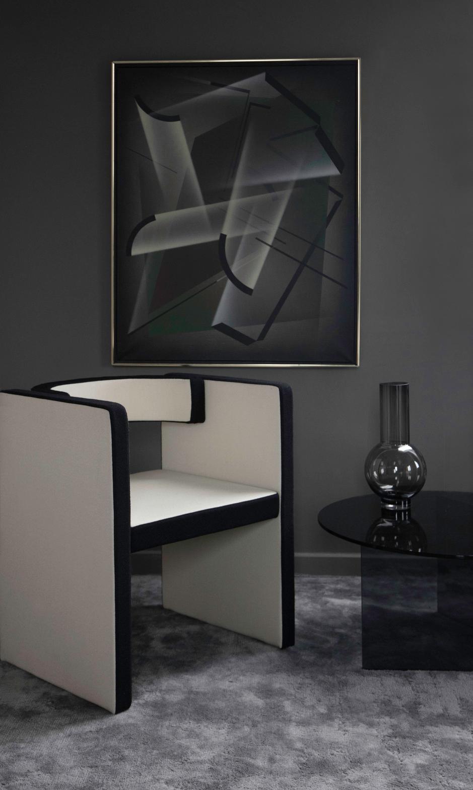 Danish Contemporary Armchair 'Novel' with Reed Sahco Fabric, 006 For Sale