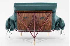 Fauteuil contemporain Nuvola de Hannes Peer en bois de rose Santos et tout cuir