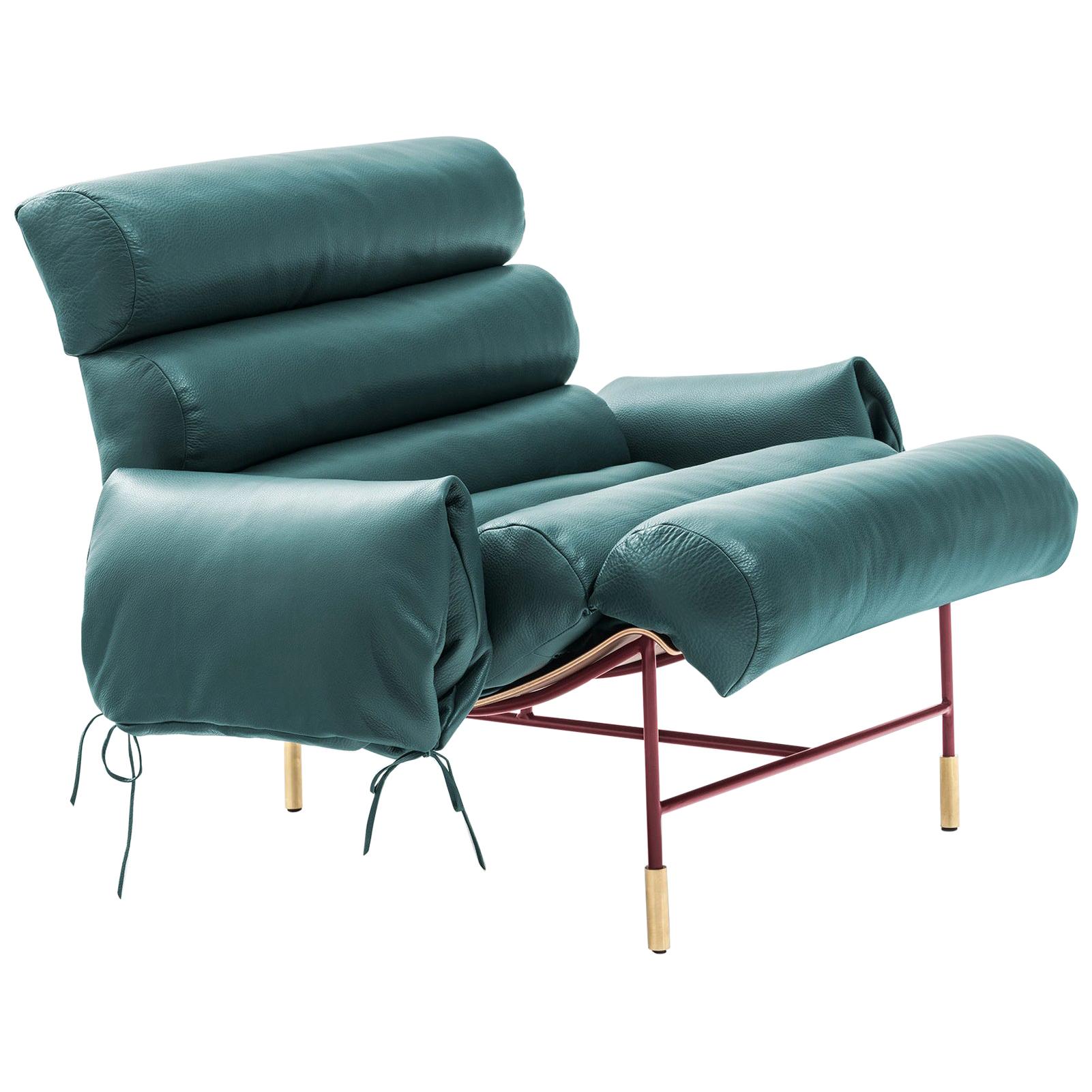 Contemporary Armchair Nuvola by Hannes Peer in Santos Rosewood and Full Leather For Sale