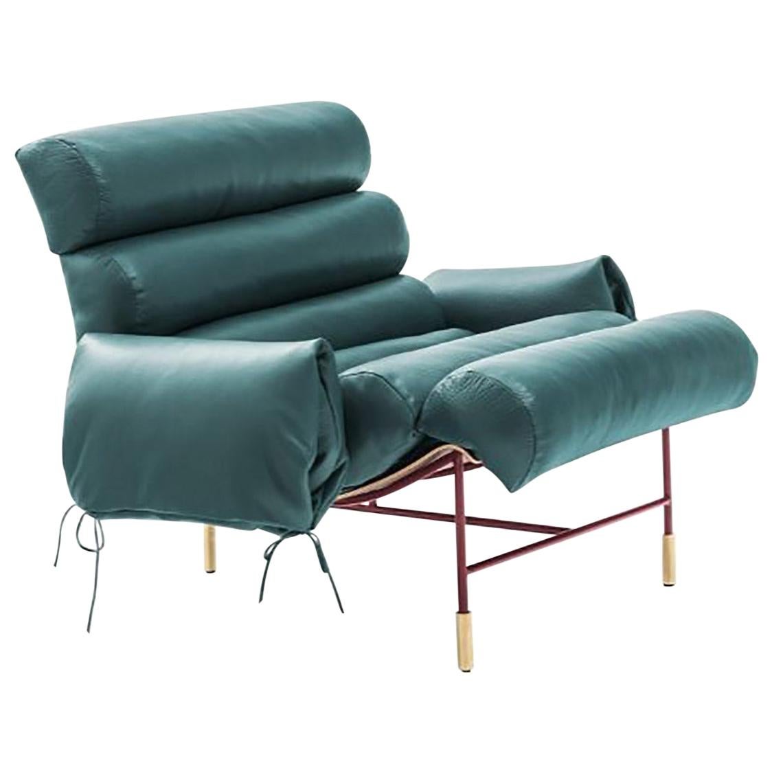 Contemporary Armchair Nuvola by Hannes Peer in Santos Rosewood and Full Leather