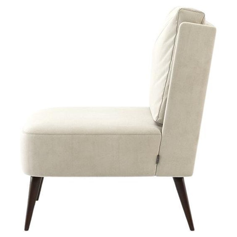 Modern Contemporary Armchair Offered in Beige Velvet For Sale