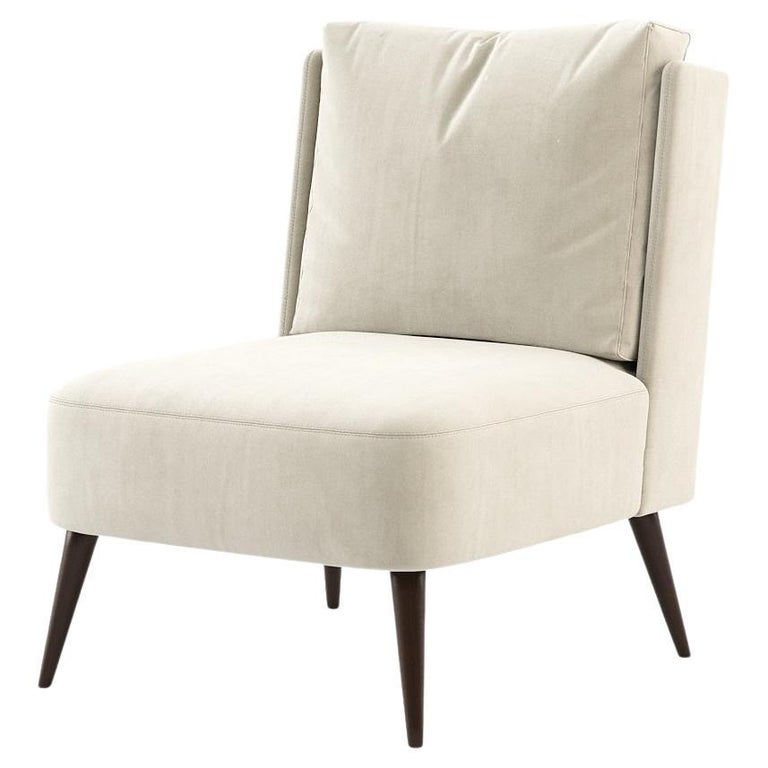 Contemporary Armchair Offered in Beige Velvet For Sale