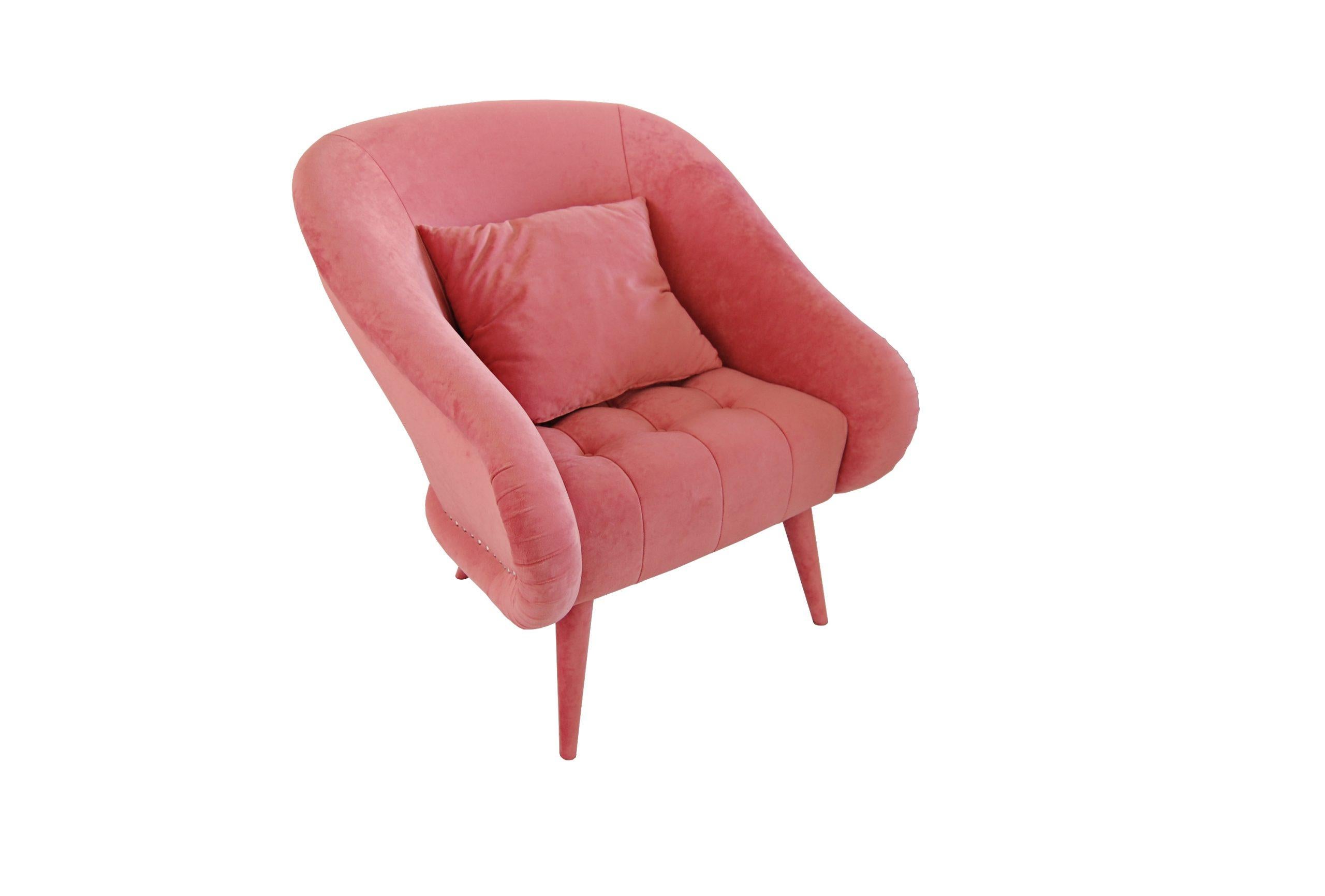 coral velvet chair
