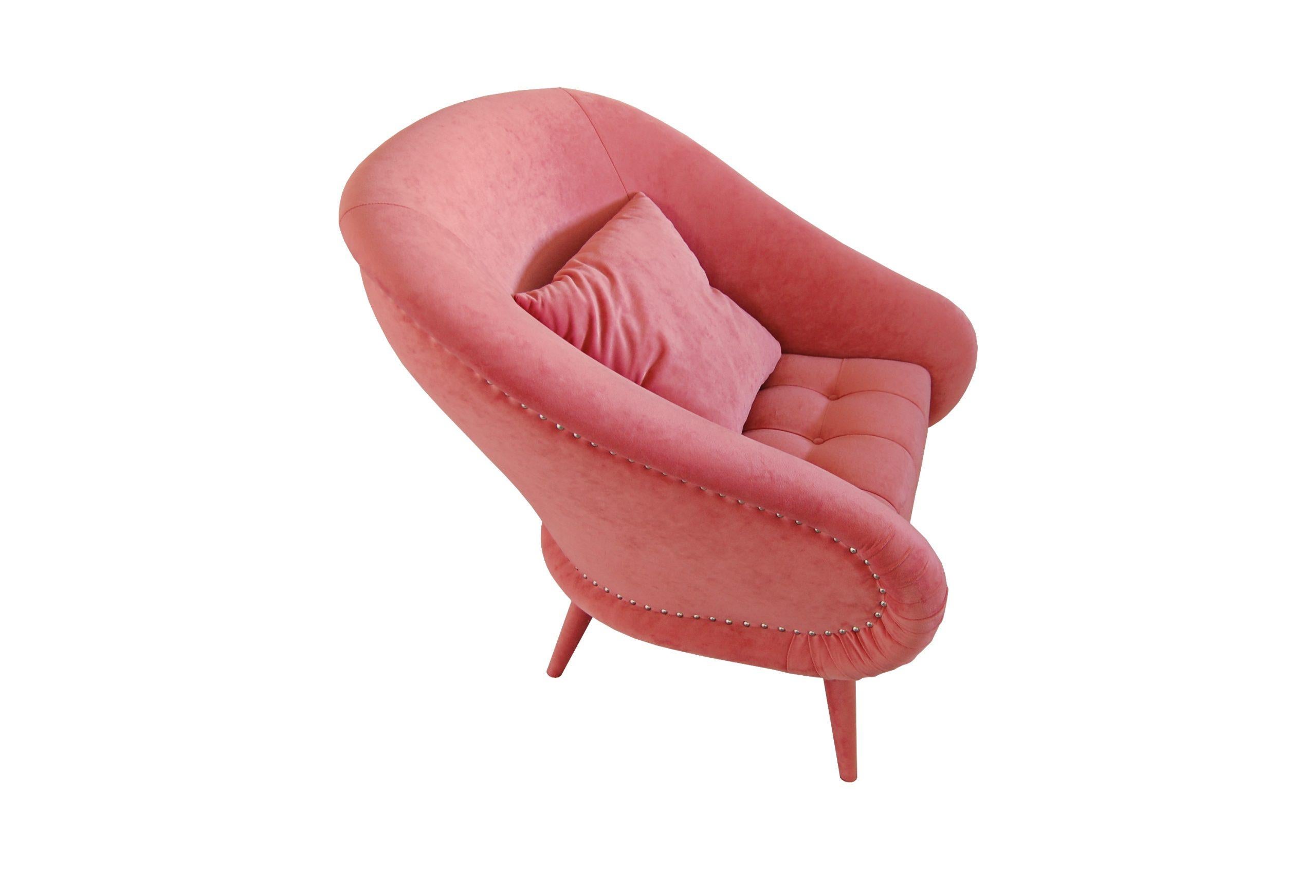 Art Deco Fully Upholstered Armchair In Custom Velvet Colors For Sale
