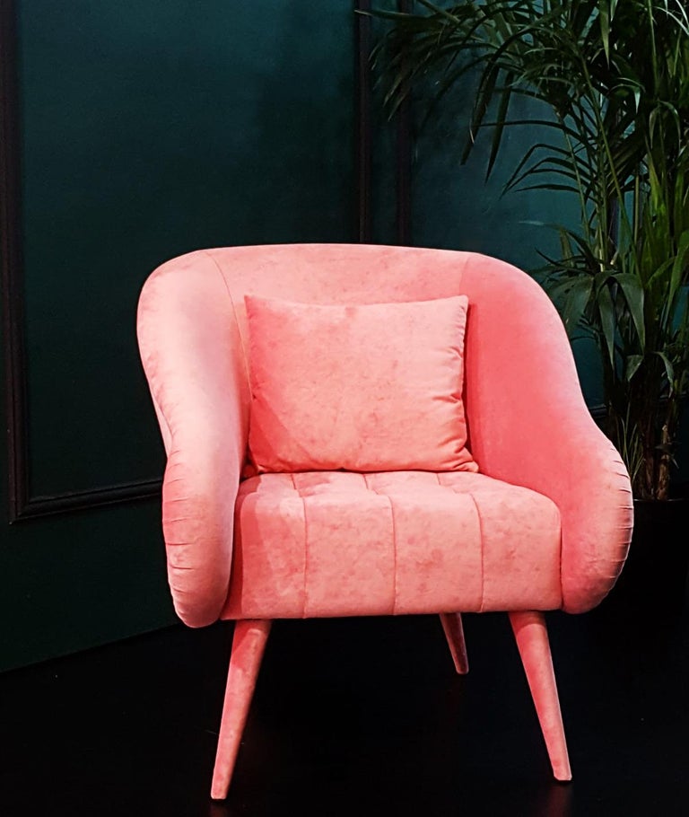 Fully Upholstered Armchair In Custom Velvet Colors For Sale at 1stDibs
