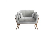 Contemporary Armchair Offered In Light Grey Velvet.