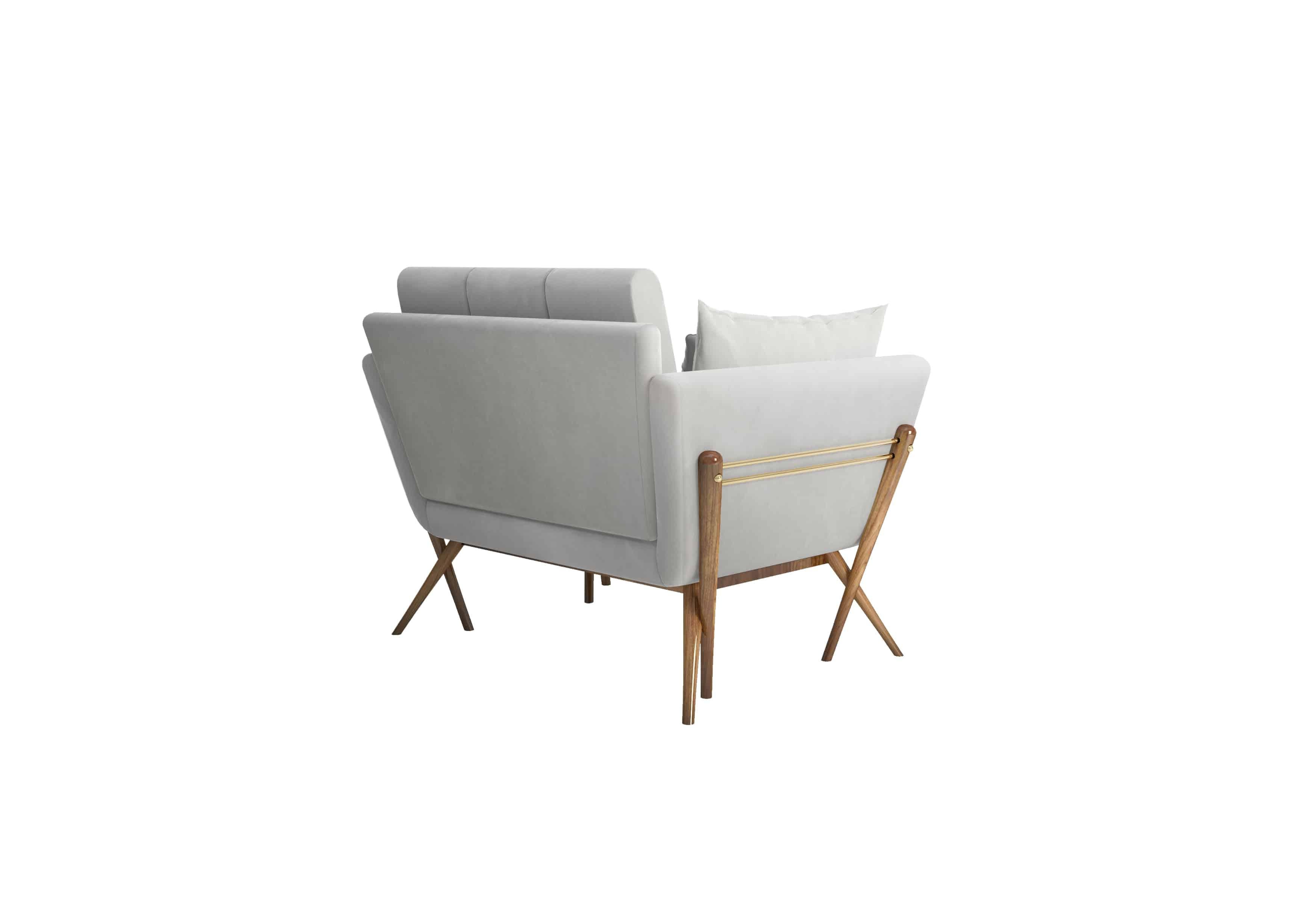 Modern Contemporary Armchair Offered In Light Grey Velvet. For Sale