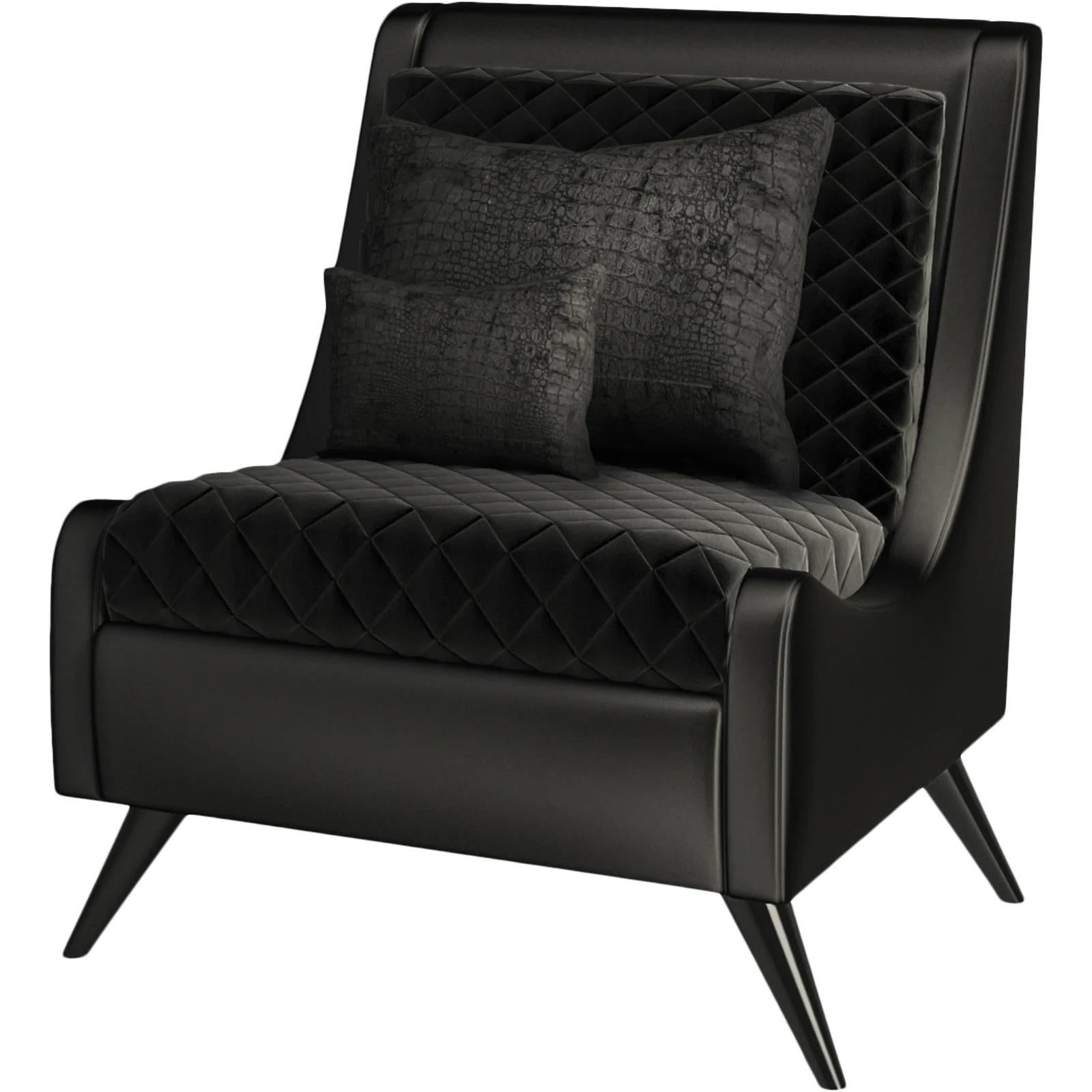 Portuguese Contemporary Armchair Offered In Velvet & High Gloss Lacquer. For Sale