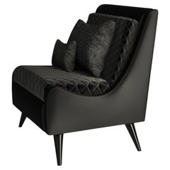Contemporary Armchair Offered In Velvet & High Gloss Lacquer.