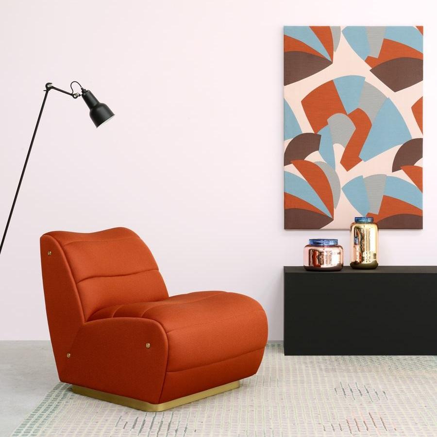 Contemporary Armchair Offered in Velvet & Metal Base For Sale 11